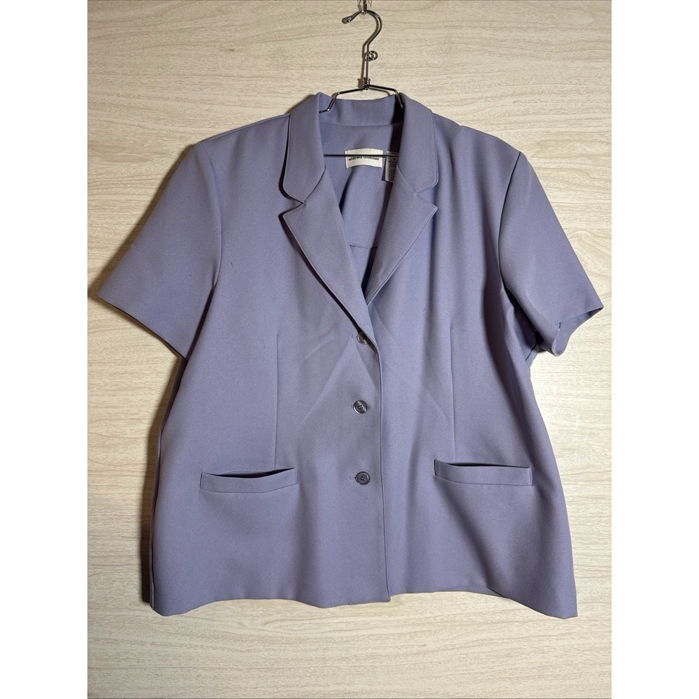 Lilac Alfred Dunner Polyester Pant Set 3 Button Short Sleeve Top Sz 20